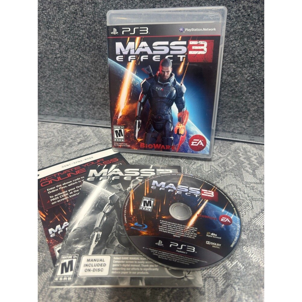 Mass Effect 3 PS3 PlayStation 3 CIB EUC BioWare EA Online Pass Insert